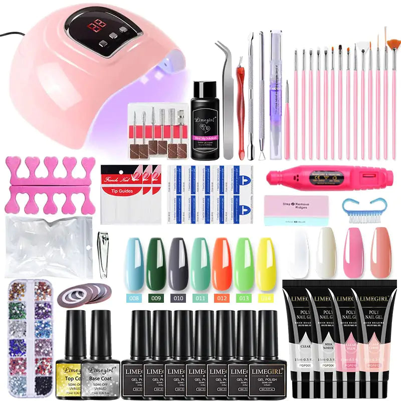 Spicy Decor Poly nail Gel Kit With 54W UV Lamp