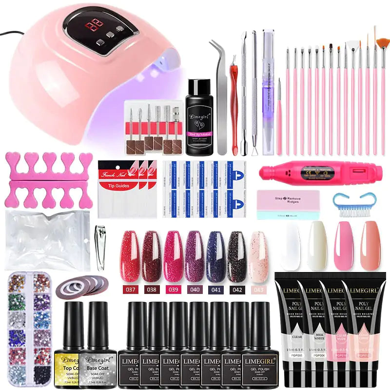 Spicy Decor Poly nail Gel Kit With 54W UV Lamp