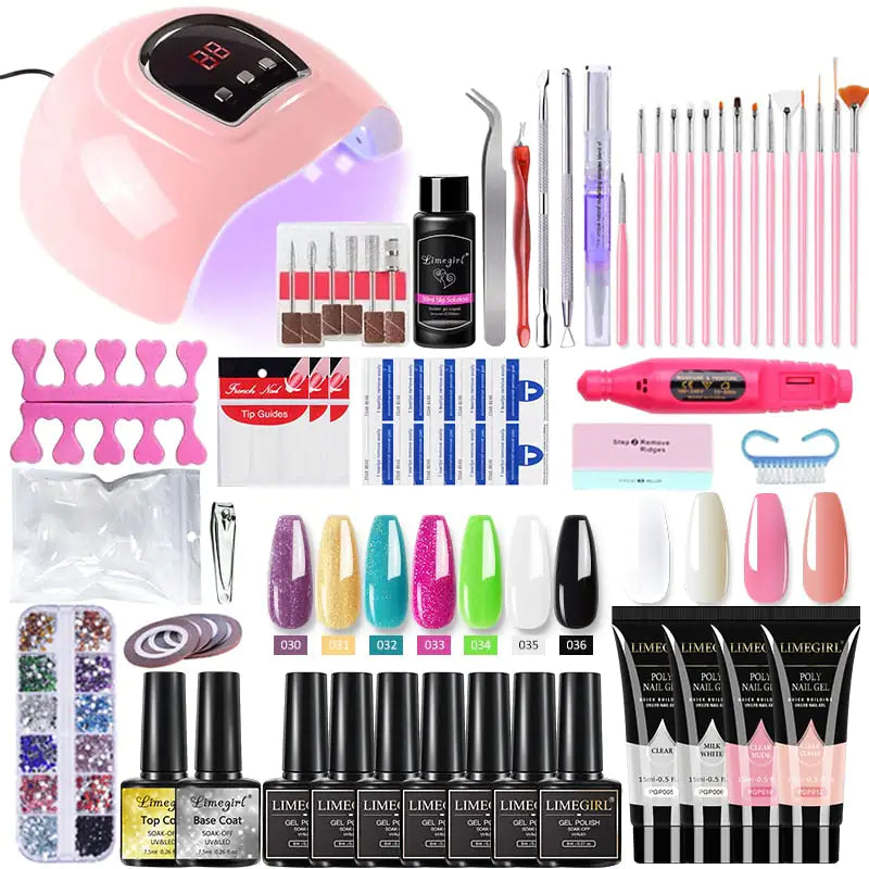 Spicy Decor Poly nail Gel Kit With 54W UV Lamp