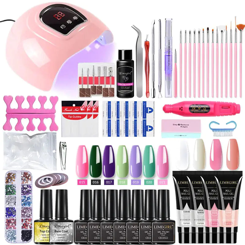 Spicy Decor Poly nail Gel Kit With 54W UV Lamp