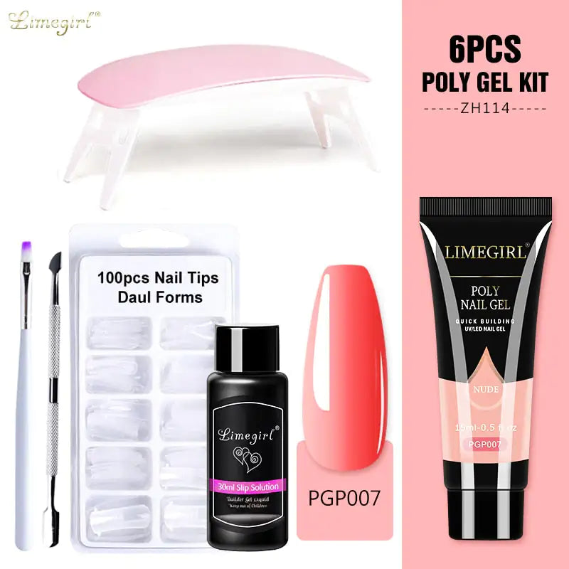 Spicy Decor Poly nail Gel Kit With 54W UV Lamp