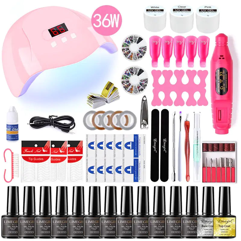 Spicy Decor Poly nail Gel Kit With 54W UV Lamp