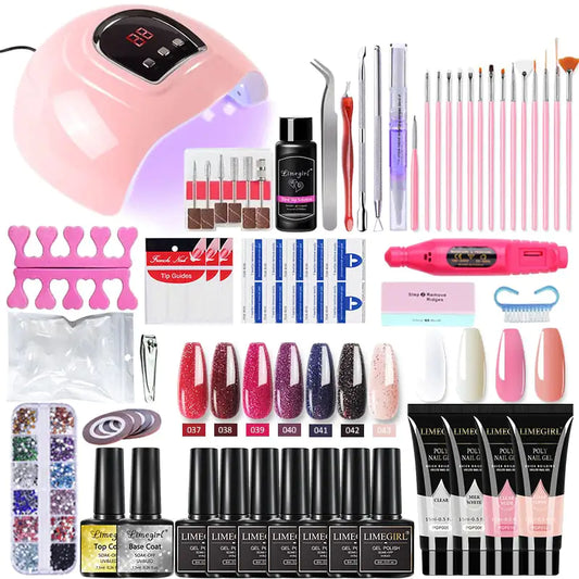 Spicy Decor Poly nail Gel Kit With 54W UV Lamp